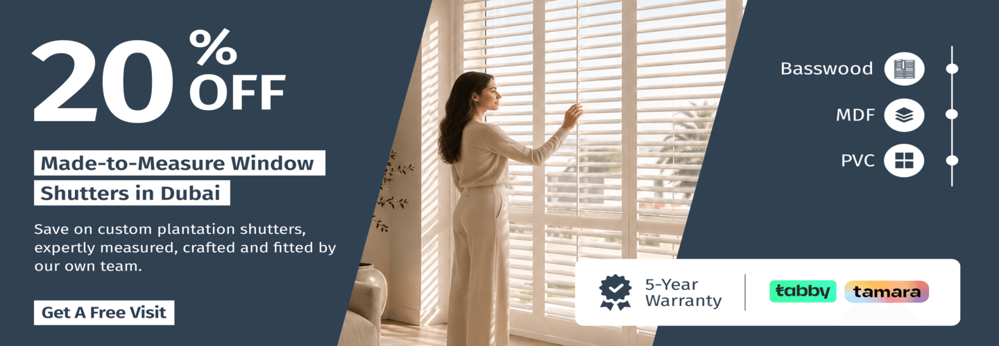 Window shutters in Dubai - 20% off, book a free home visit