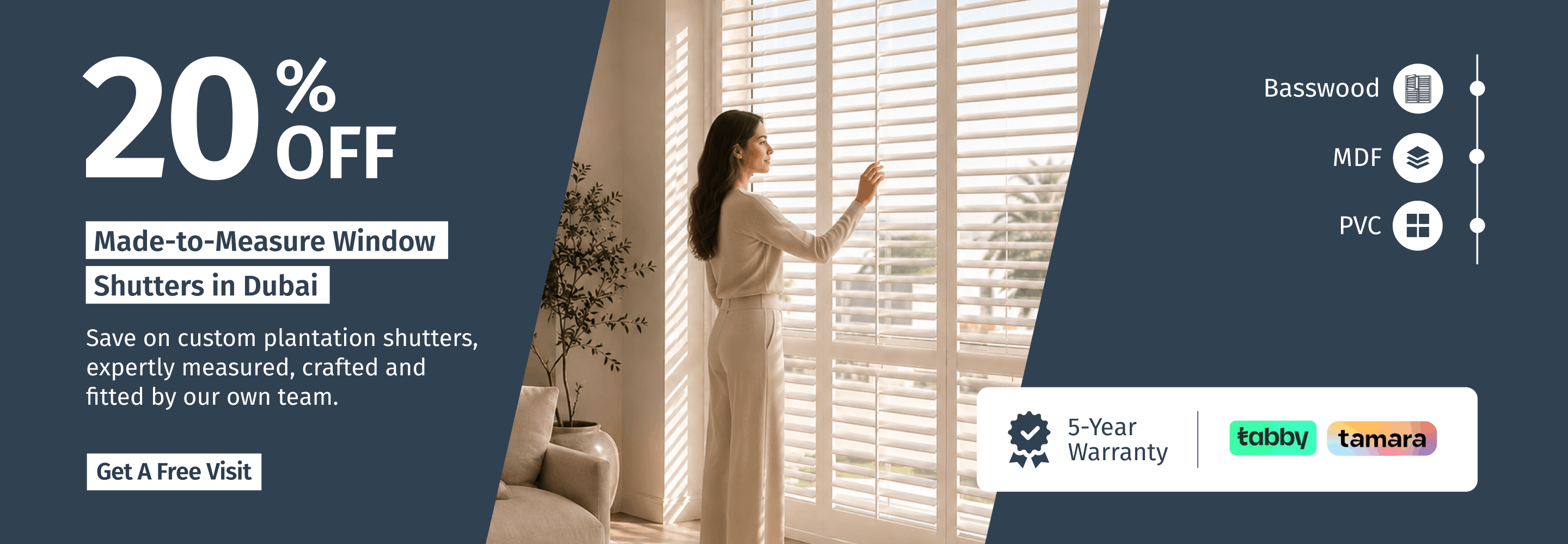 Window shutters in Dubai - 20% off, book a free home visit