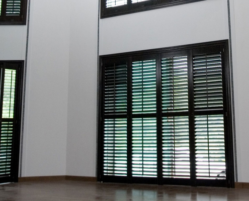 Living Room Special Shape Window Wooden Shutters Dubai UAE
